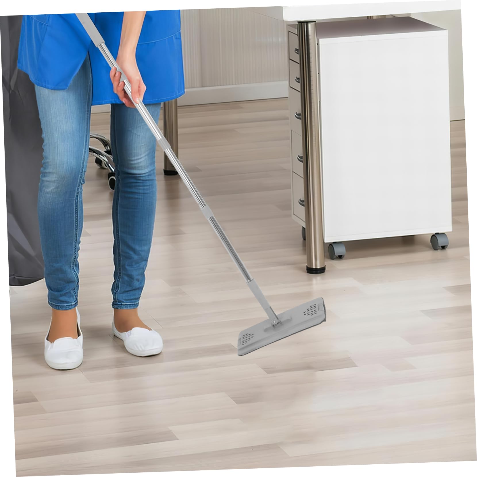 Fregona Super Absorbente con Cubo para Limpieza Dual de Pisos y Ventanas en Hogares y Oficinas, Sistema de Fregona Plana con Microfibra y Acero Inoxidable