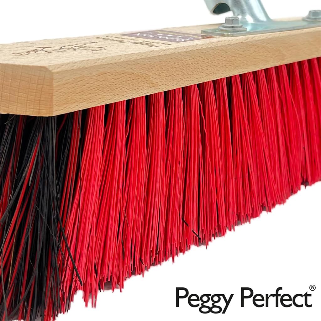 Peggy Perfect Straßenbesen, Saalbesen 40cm mit 1,50m langem, Ø2,8cm Holzstiel. Premium Supermix Borsten - robust & nassfest. Patentiertes Stielhaltesystem „Schraubfix Plus“.