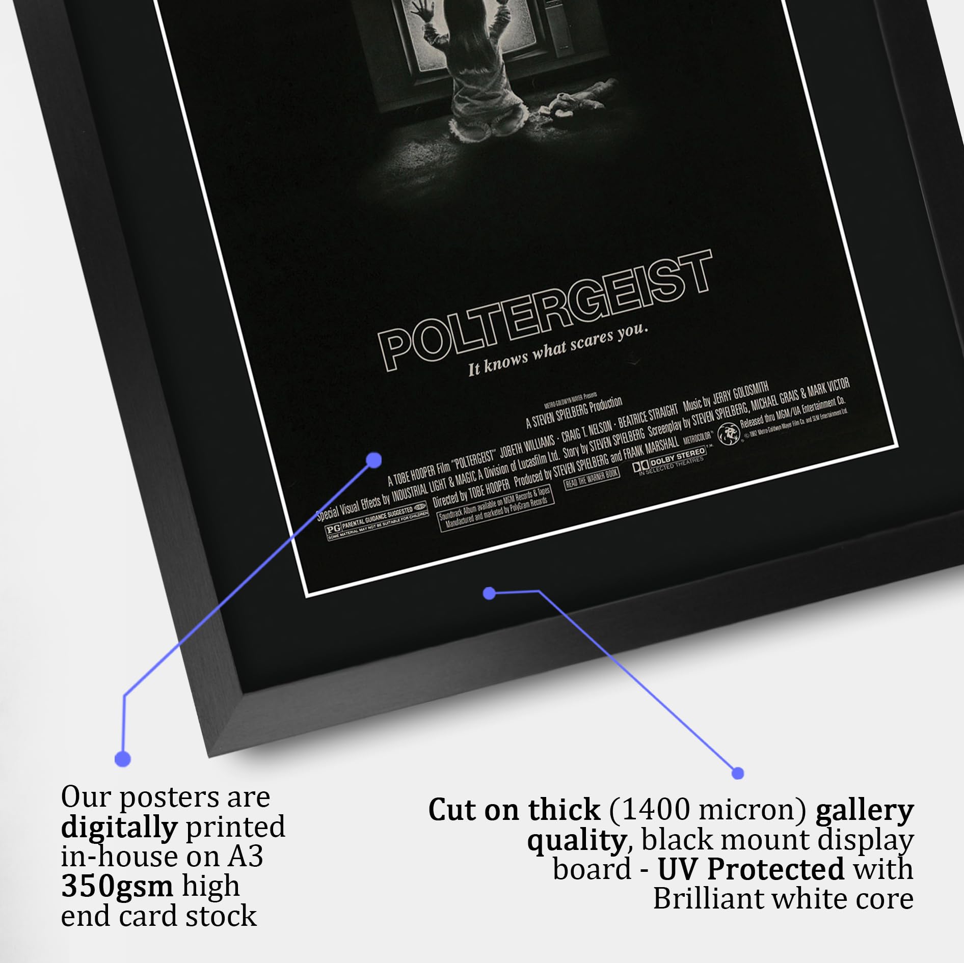 HWC Trading FR A3 Poltergeist (1982) Geschenke Geduckter Poster Signiertes Autogramm Foto für Fans von Film Memorabilien - A3 Gerahmt