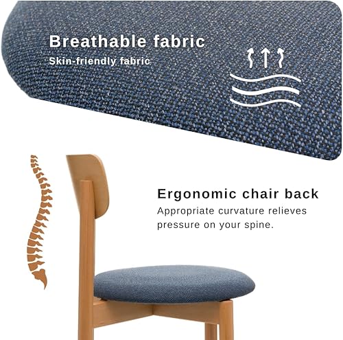 Miniatura 2 de Juego de 2 sillas de comedor de madera tapizadas modernas de mediados de siglo para muebles de habitación con diseño ergonómico duradero de alta