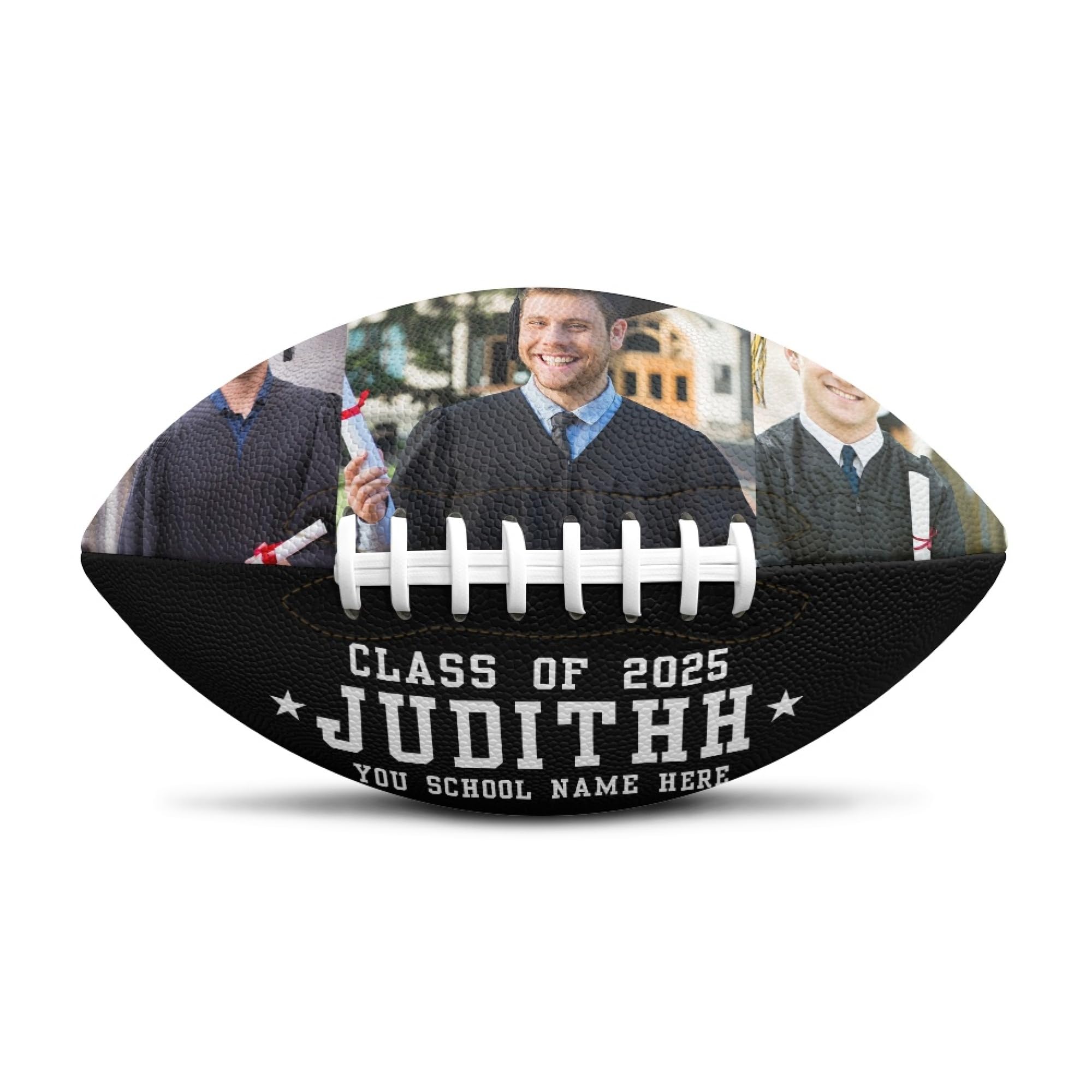 SSRUI Personalized Photo Football, Custom Name Graduation 2025 Football, Graduation Class of 2025 Gift for Him Her (Graduation-2)
