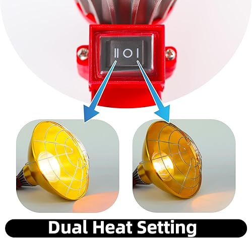 Miniatura 4 de Lámpara de calor para reptiles de 8.5 pulgadas, luz de cúpula profunda MAX 300 W, lámpara de reptil para bombillas de calor, bombillas UVB, luz para