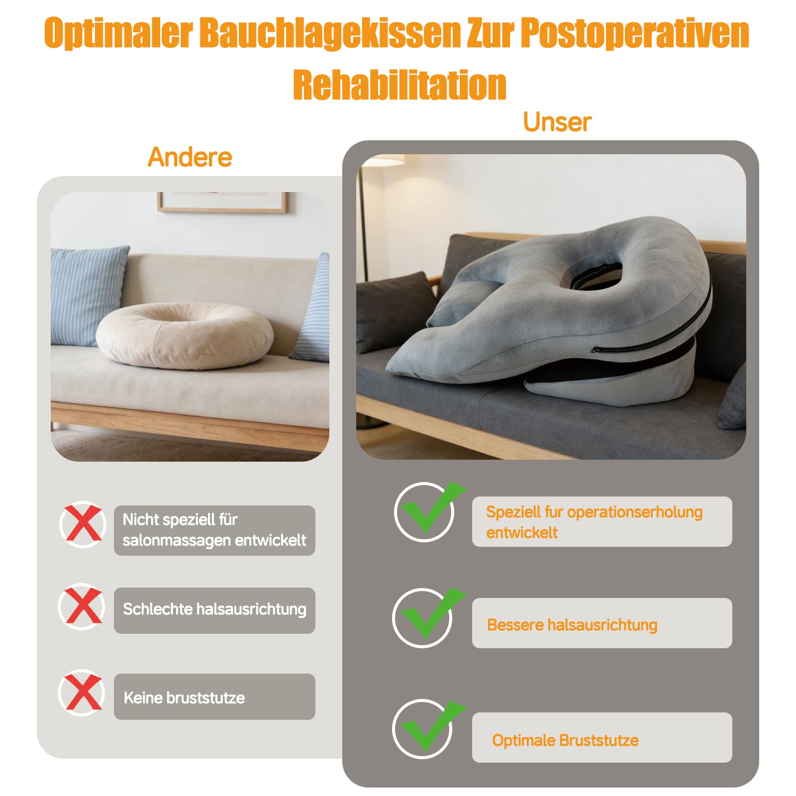 Almohada facial para dormir, almohada boca abajo para dormir para el apoyo después de intervenciones, cabecero de masaje ajustable en altura para la cama, equipo de recuperación de vitrectomía