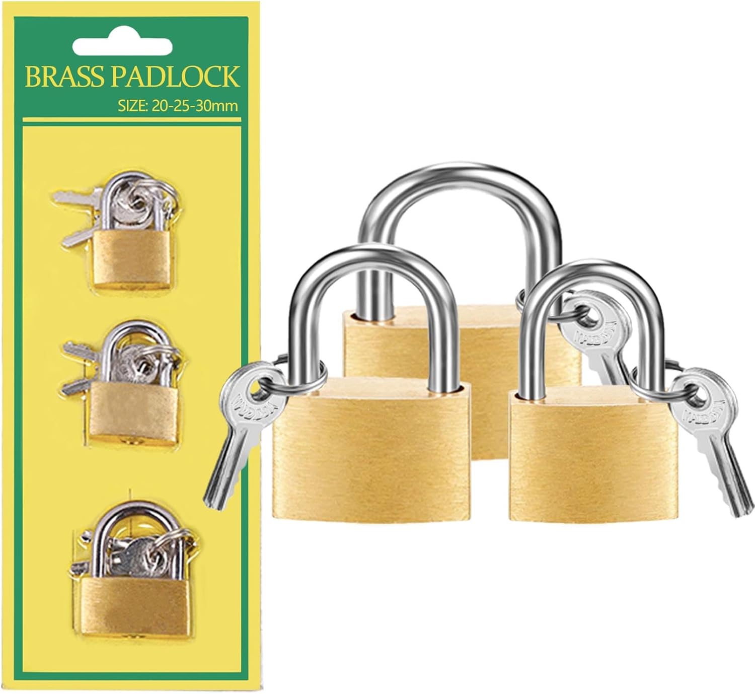 3 Pcs Small Solid Brass Locks with Keys, Mini Key Locks for Luggage