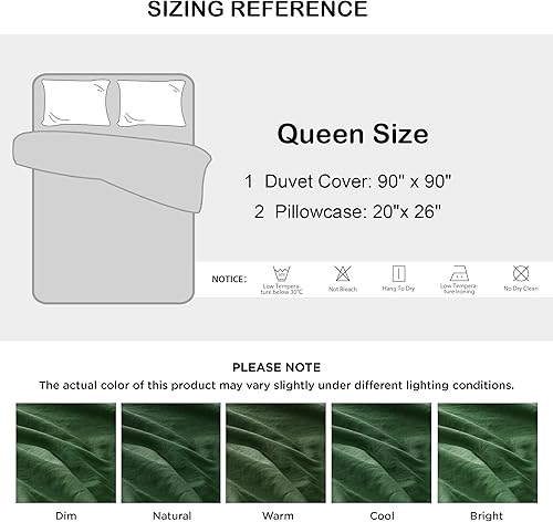 Miniatura 5 de Talasily Juego de funda de edredón de lino tamaño Queen, juego de funda de edredón de mezcla de lino y algodón, suave y fresco, cierre de botón,