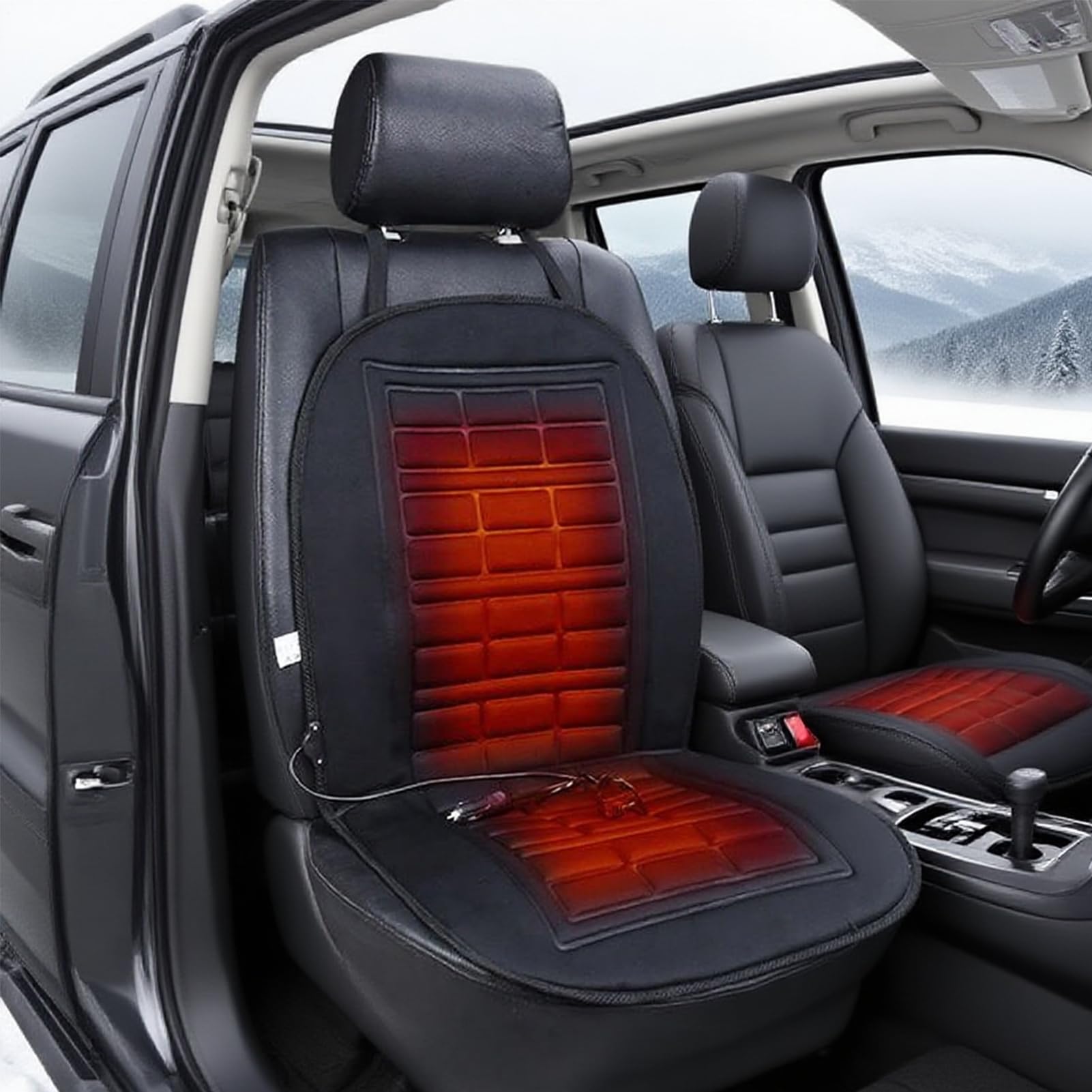 12-V-Auto-Heizkissen – verstellbares 2-stufiges Wärmekissen, weicher Wintersitzbezug aus Polyester | Perfekt für Limousinen-LKW--Pickup, Komfort in der kalten Jahreszeit, Reise-Fahrwärme, Fah
