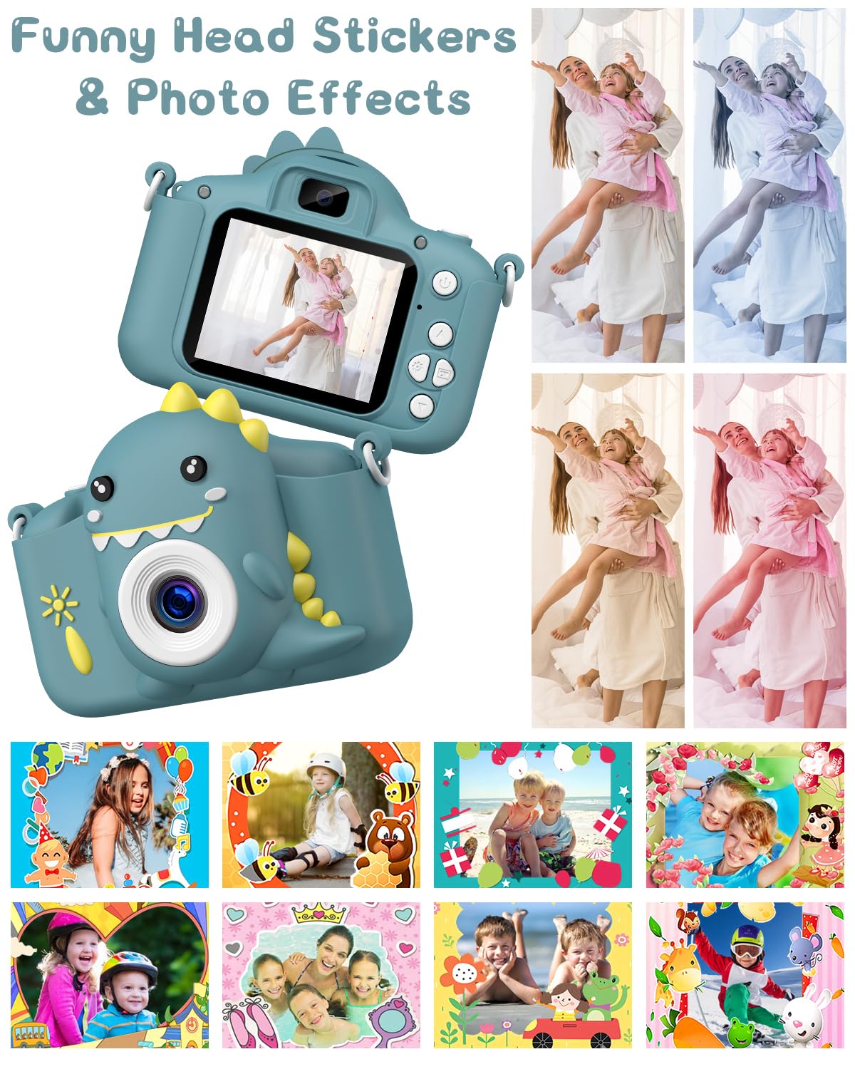 Gofunly Macchina Fotografica Bambini, 2.0 Pollici Schermo HD da 1080P Selfie Fotocamera Digitale per Bambina Videocamera Regalo per Ragazze & Ragazzi 3-12 Anni, Scheda 32GB Inclusa, Regali Giocattolo