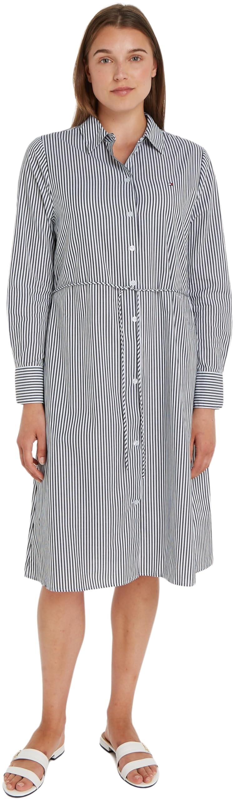 Tommy Hilfiger Women Essential Shirt Dress Knee Length, Blue (Ithaka STP/Desert Sky), 44
