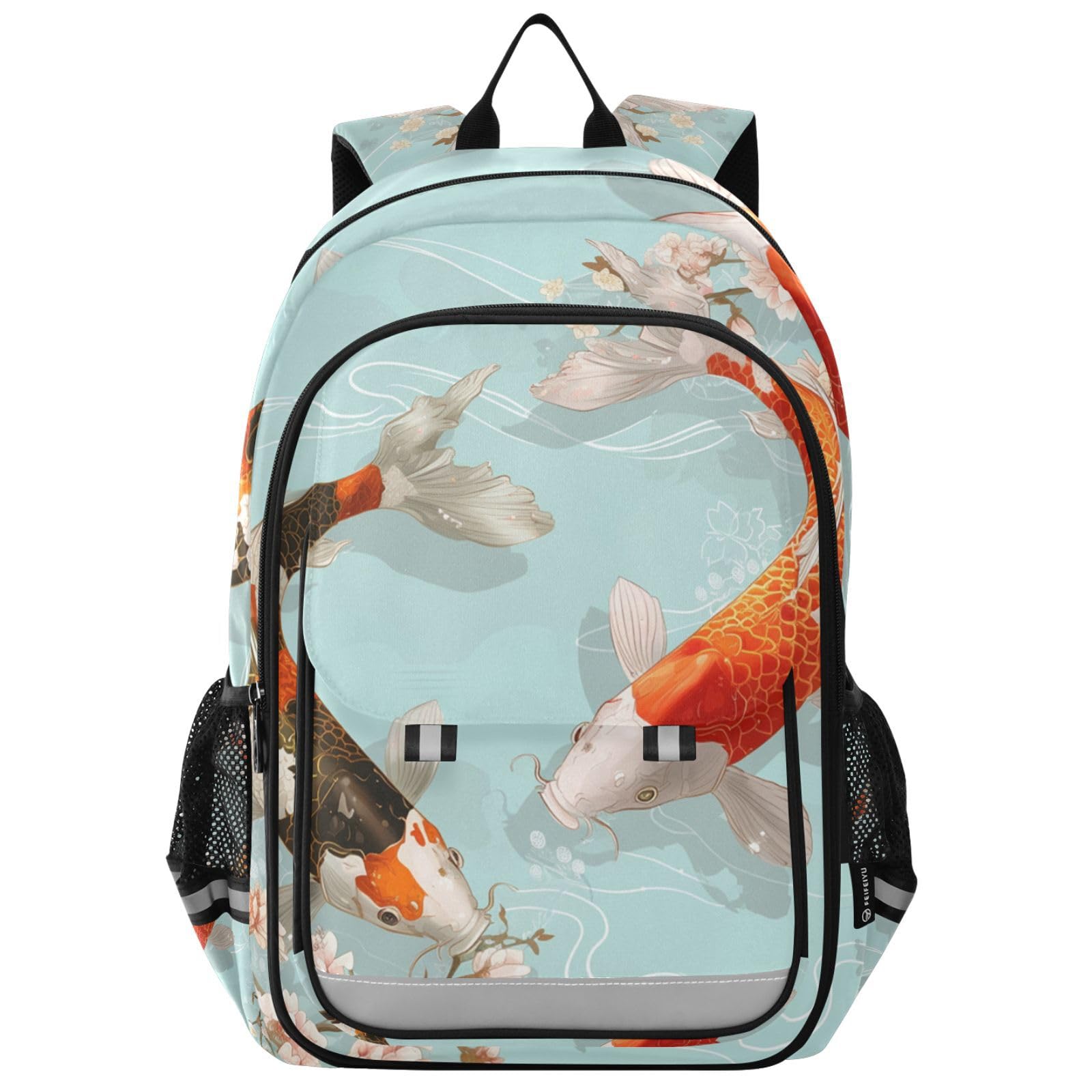 Pesce Koi Colorato Nuoto Zaino Scolastico per Studenti,Zainetti per Bambini e Ragazzi,Ideali per La Scuola Viaggi