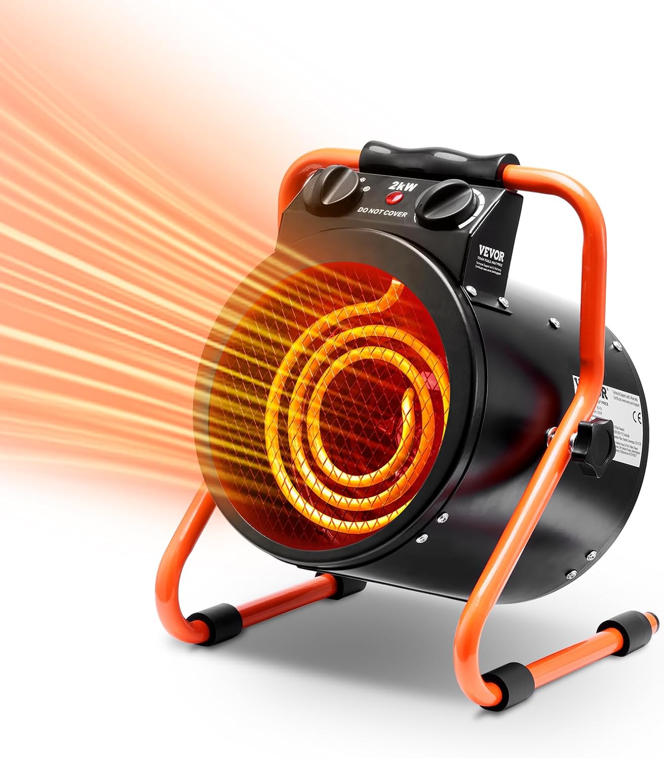 VEVOR Greenhouse Warmer, 1500W Quick Heat Function with Safety Overheat Cut-off, Dual Speed Options Compact Heater for Seedling Tents, Electric Mobile Heating Unit for Gardening Spaces, Work Areas,