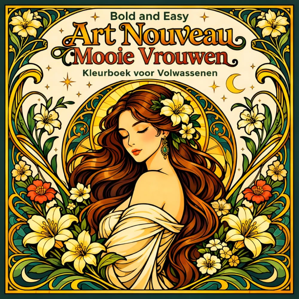 Bold and Easy Art Nouveau Mooie Vrouwen: Kleurboek voor Volwassenen met Elegante Portretten en Bloemen Ontwerpen (Bold and Easy Art Nouveau Kleurboeken voor Volwassenen)