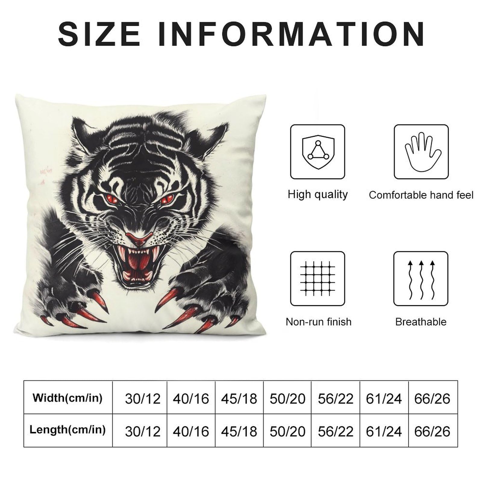 Tiger Claws Decorative Throw Pillow Covers Plush Cushion Protect Case for Sofa Bedroom 26 