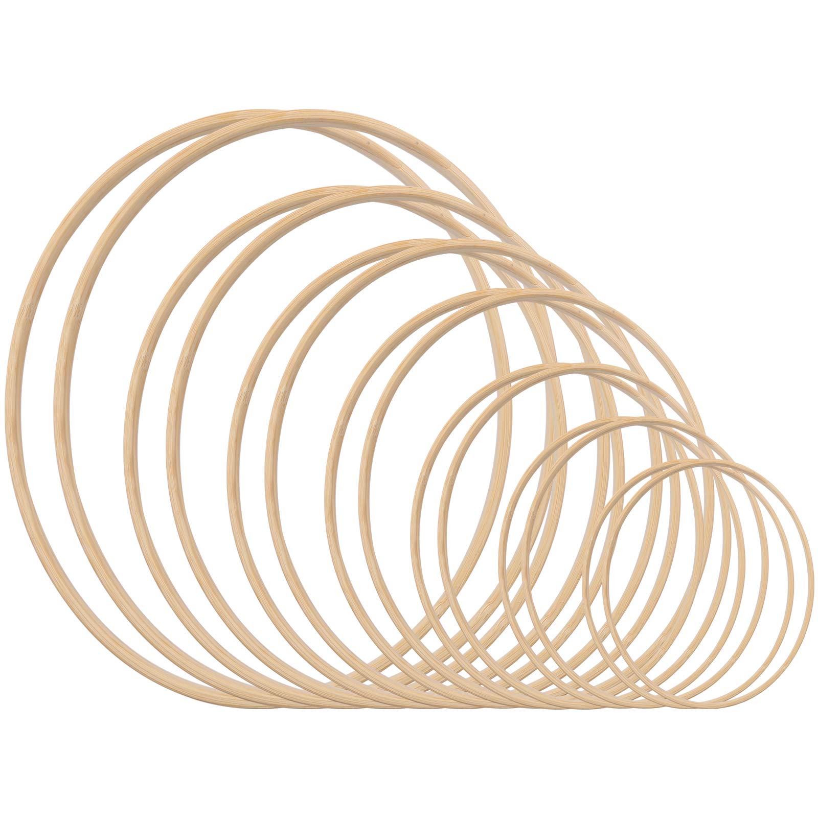 gukasxi 14pcs 7 size wooden bamboo floral hoop wreath macrame craft dream catcher hoops rings for diy weddding wreath decor, macrame dreamcatcher, wall hanging crafts (4/5/6/7/8/9/10 inch)