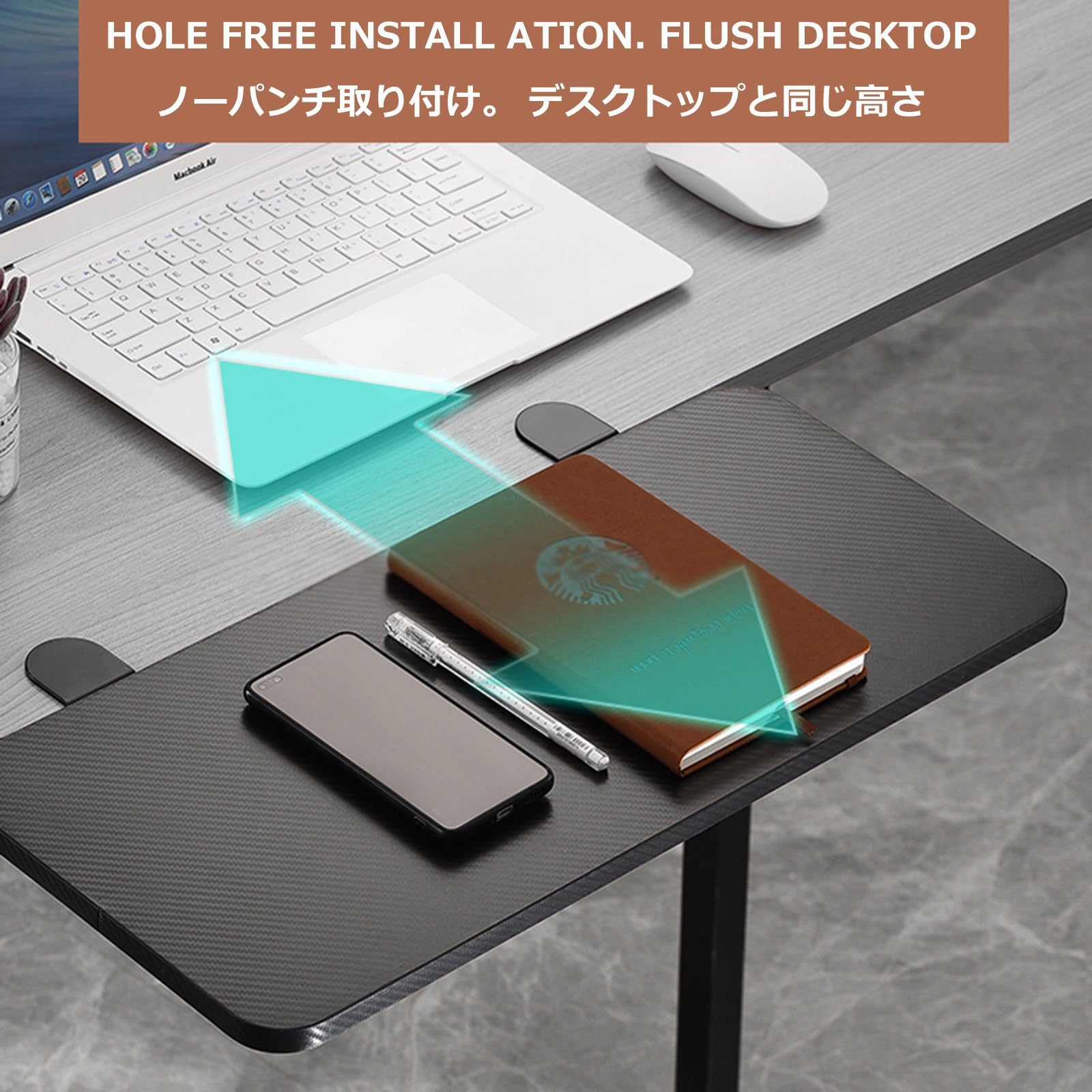 Support Plateau Clavier Extensible Pliable 2 Pièces – Entretoise Coulissante Sans Perçage, Idéal Bureau Ergonomique, Gain De Place & Confort