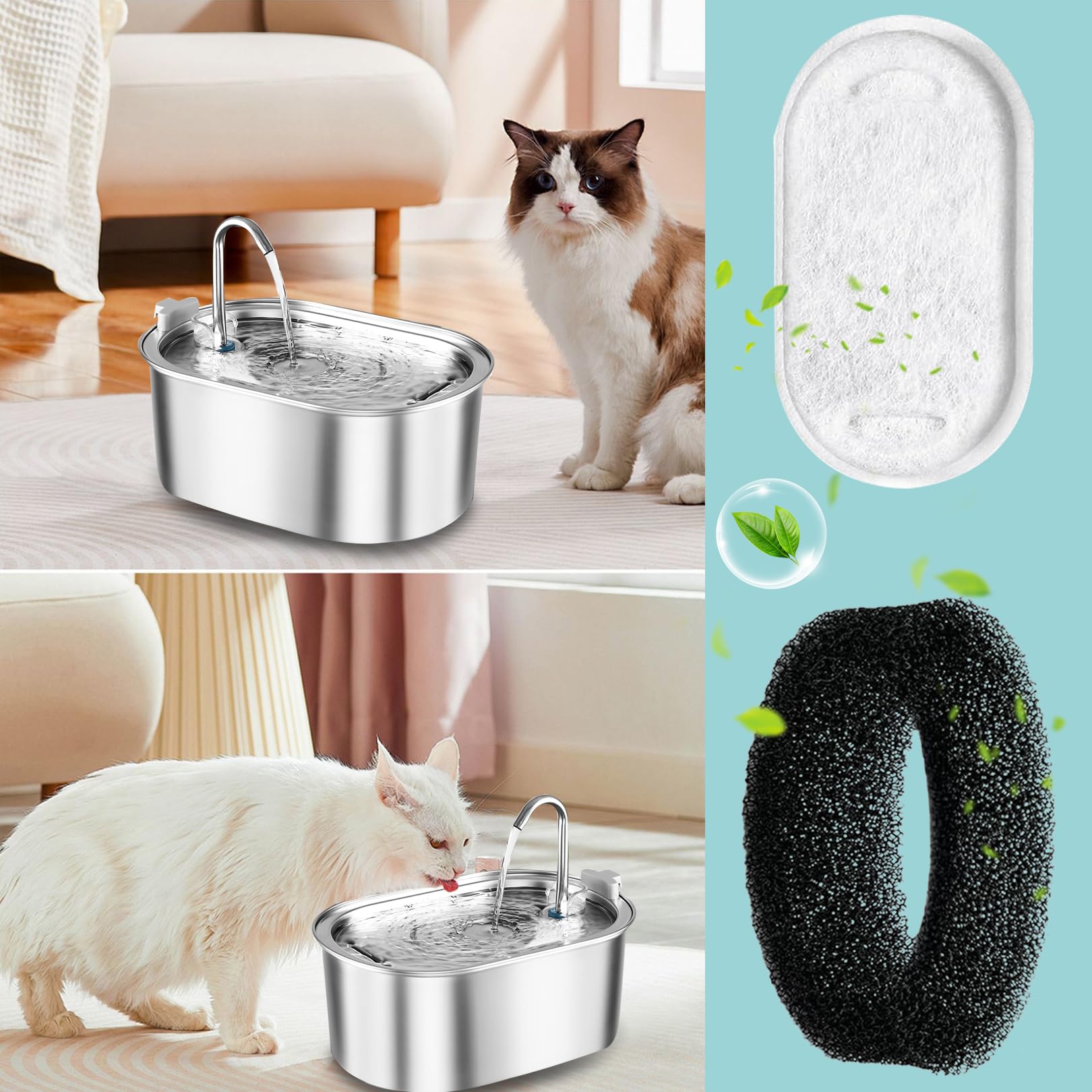 Fresh & Clean Water for Cats, 12 PCS Cat Fountain Filters Set - Image 3