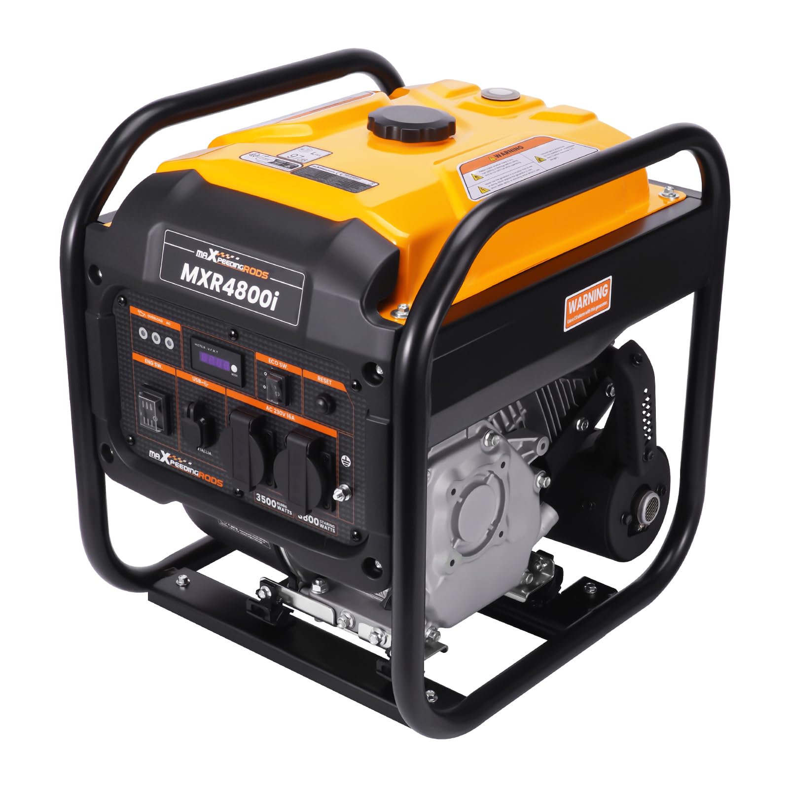 maXpeedingrods Generatore di corrente inverter 3800 W benzina 4 tempi con due prese da 230 V e porte USB per garage, officina, cantiere
