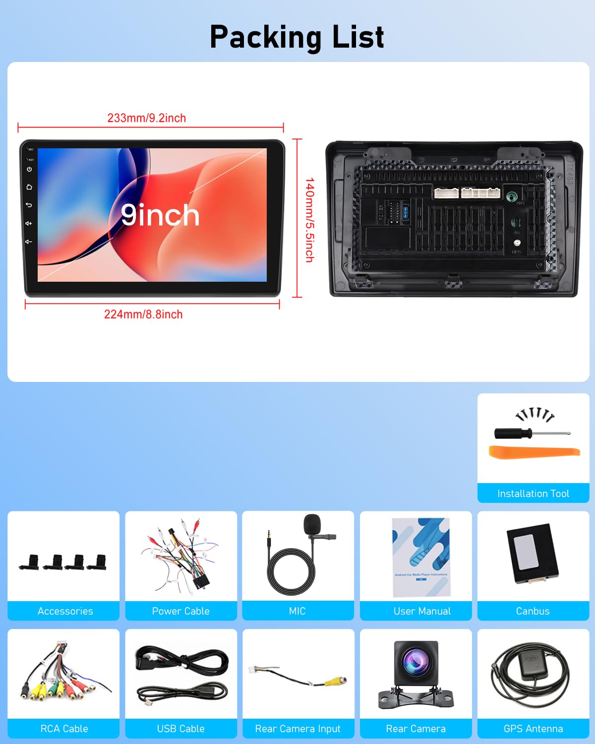 NHOPEEW Autoradio 2G+64G pour Ducato 3/Peugeot Boxer 2/Citroen Jumper2 2011-2022 - Carplay et Android Auto sans Fil - Autoradio 9 Pouces avec WiFi, égaliseur, GPS, FM RDS et caméra de recul AHD
