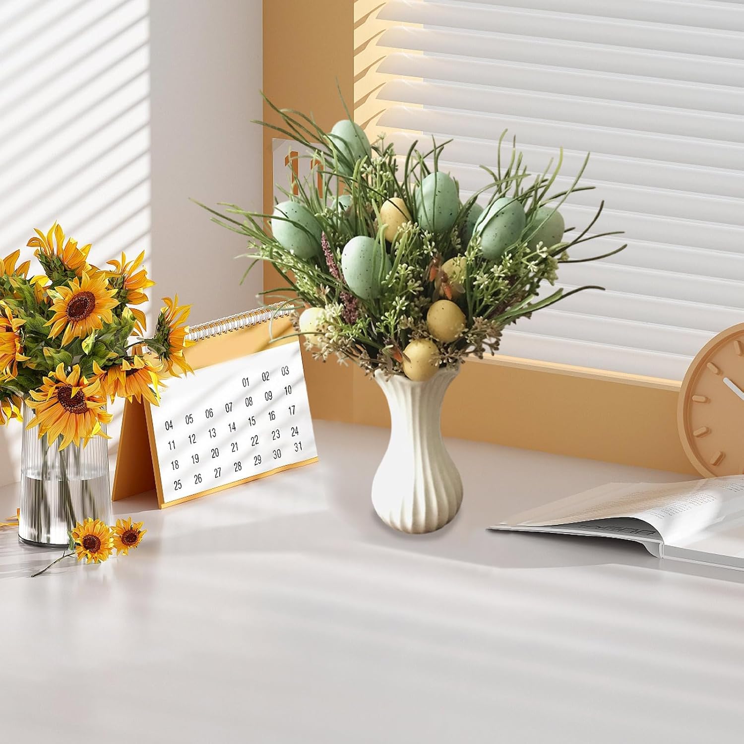 Artificial Easter Egg Flowers, 1/5 Pcs Easter Colorful Egg Decorations, Spring Floral Stems Easter Egg Twig Branches, for Spring Decoration Home Party Vase Floral Arrangement (5pcs)