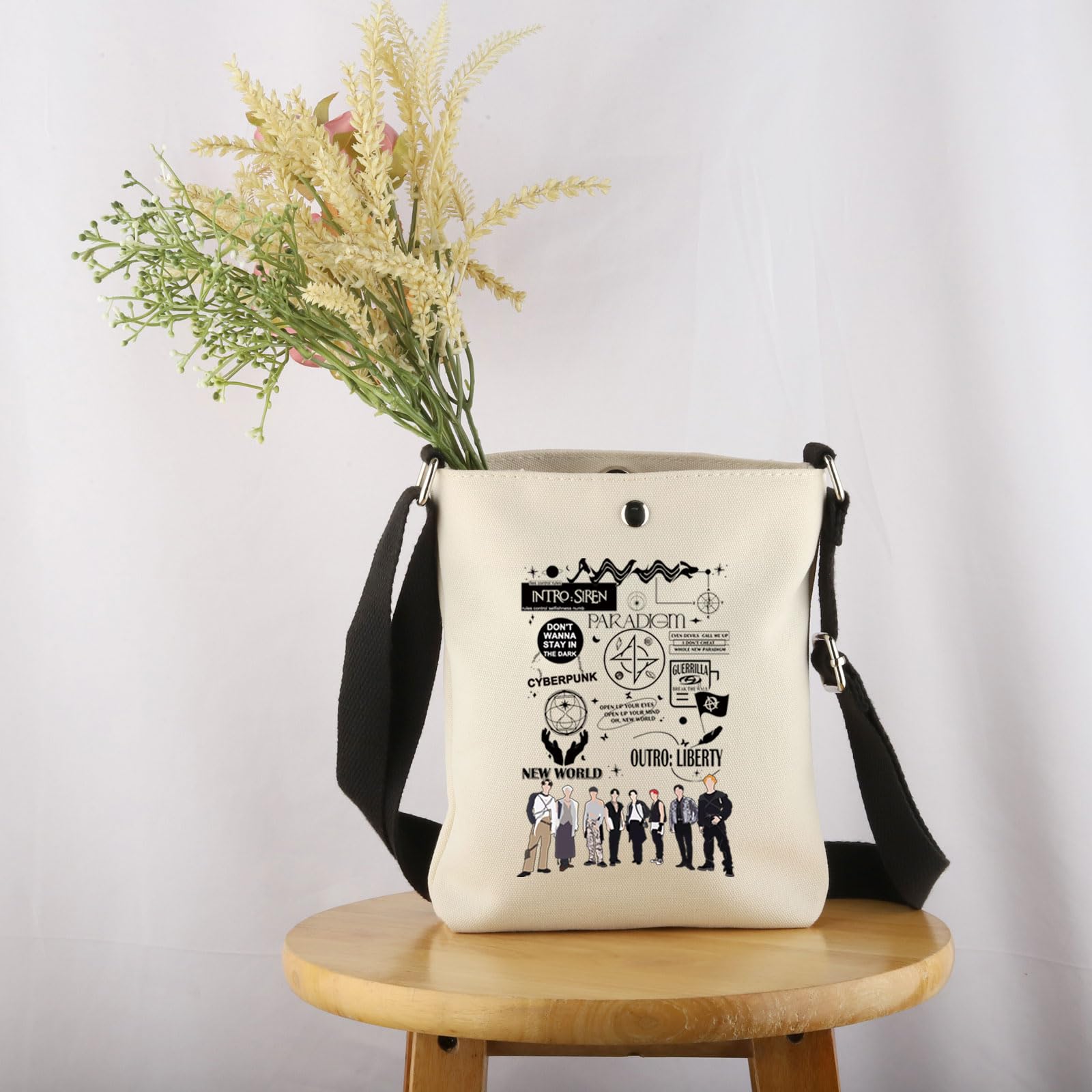 UJIMS K-POP Boy Group Gift Ateezz - Bolsa cruzada para fanáticos de los personajes de los fanáticos de la música, regalo inspirado en el álbum de cantantes, mercancía para amantes