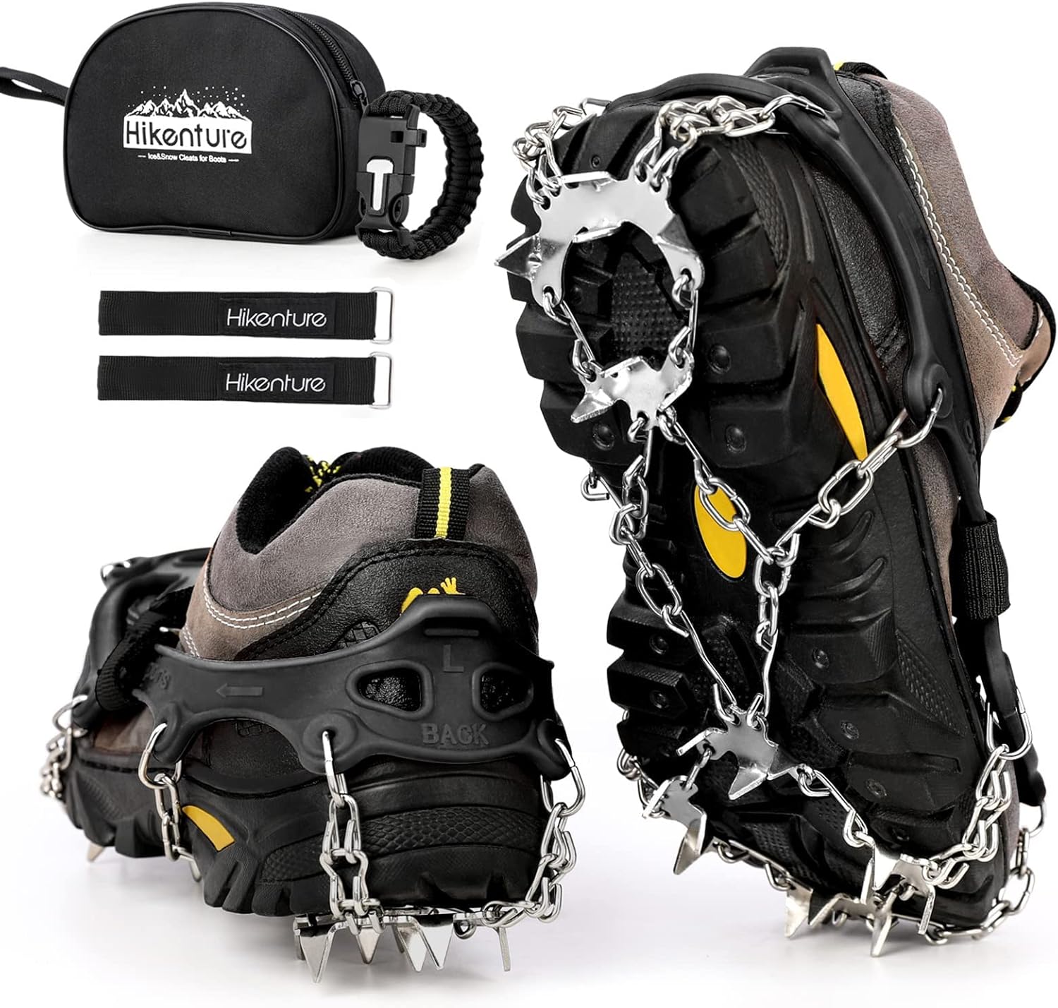 HIKENTURE Crampons Boot Spikes with 19 Stainless Steel Spikes Shoe
