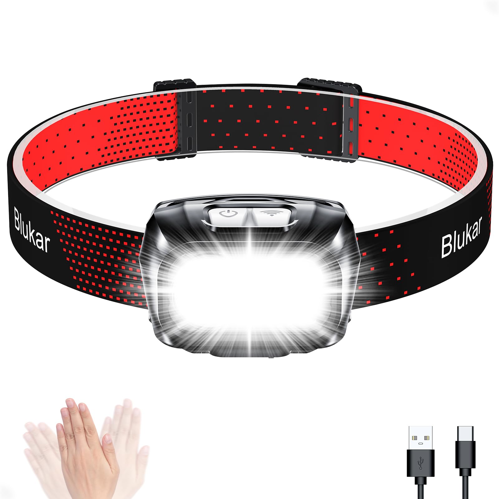 Buy Head Torch Rechargeable,Blukar Super Bright COB Headlamp Headlight