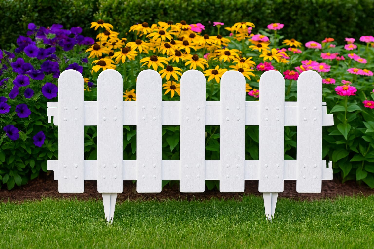 Garden Fence/Decore - White Plant Partition Fence (Set of 3-15 * 11 inch)(with Ground Stakes for Soil Insert/Decor) Solid WPC MaterialDecorative//Border/Lawn Decor/Fence Coverage-image-9