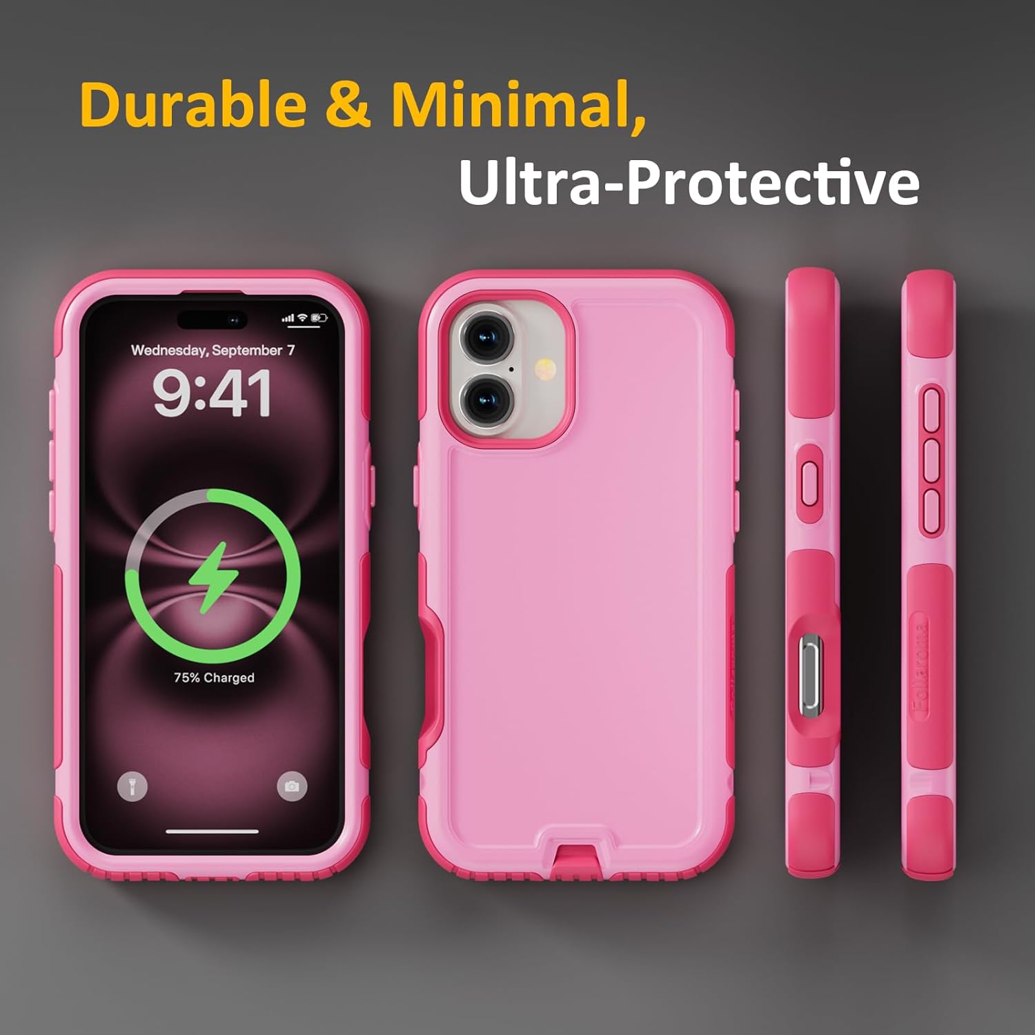 for iPhone 16 Plus Case, Compatible with MagSafe, Heavy Duty Shockproof Protective Phone Case, Anti-Drop Protection, Dual Layer Magnetic Phone Cover for iPhone 16 Plus, 6.7", Pink - Image 7