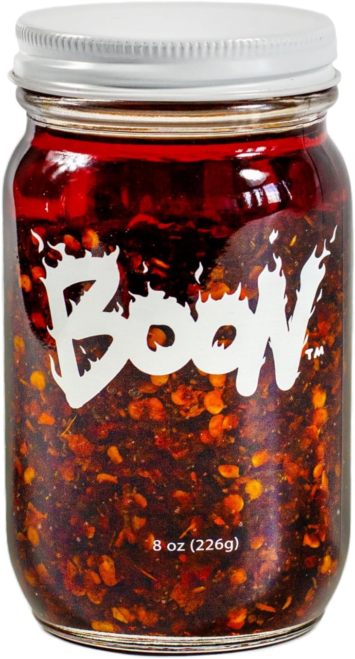 Boon Sauce Extra Hot Chili Oil, (8 Ounces), Spicy Chili Oil with Garlic, Anchovies and Shallots…