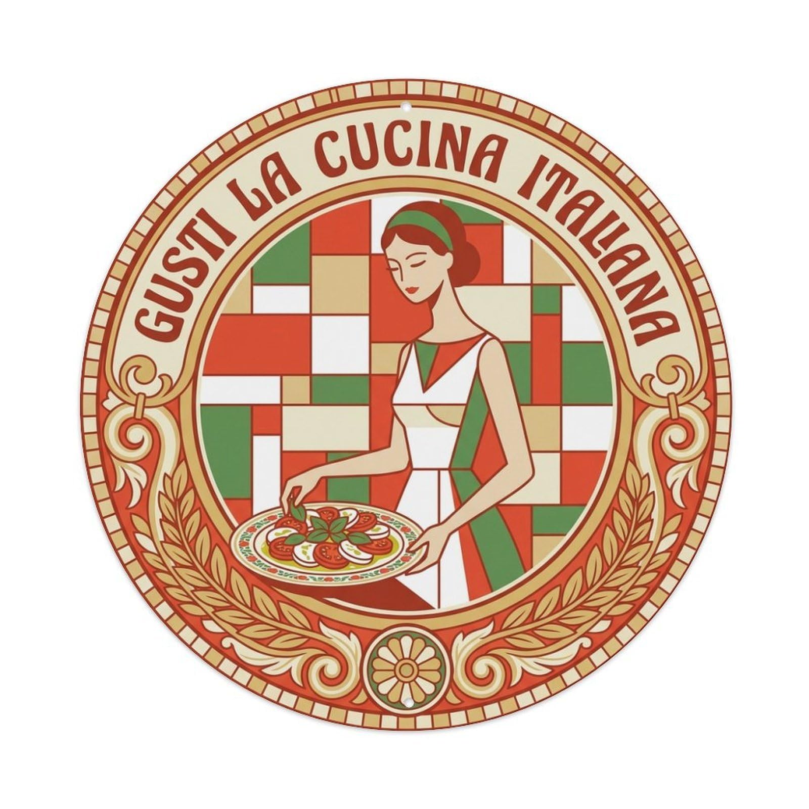 Italian Cuisine Caprese Salad Travel Food Metal Tin Sign