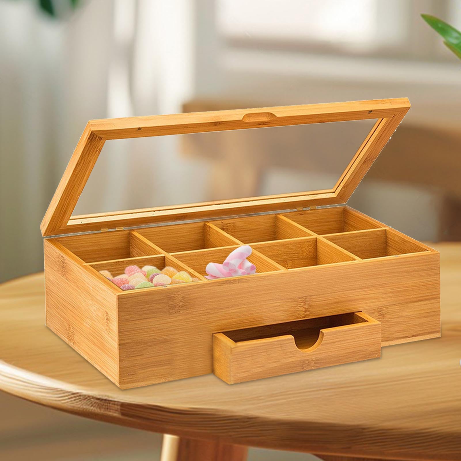 Teebeutel Organizer - aus Holz mit Fächern, Teebeutelorganisator mit