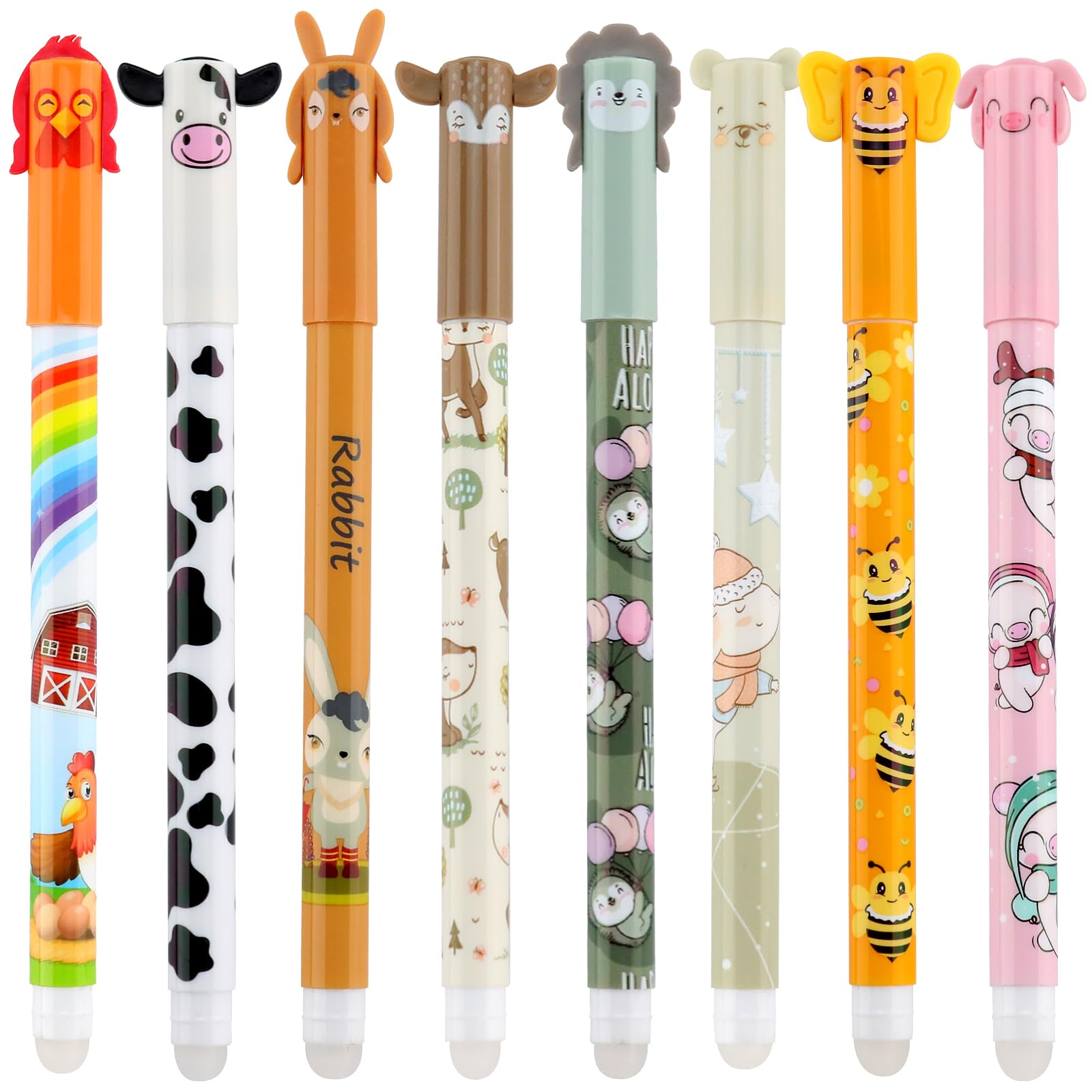 wokdsbl 8 Pack Erasable Pens Animal Gel Pens with Eraser
