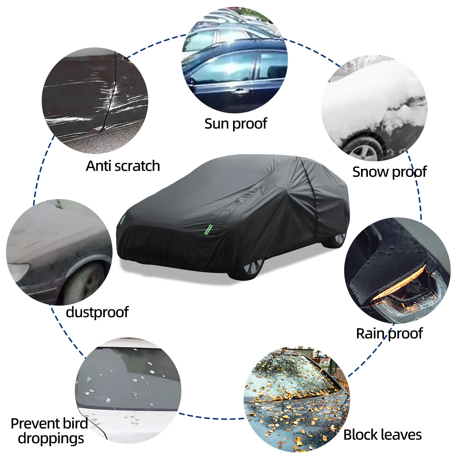 Tesla Model X Car Cover 2015-2026 - 210T Heavy-Duty Polyester with Fleece Lining 4-in-1 Waterproof Windproof Snowproof UV — view 9