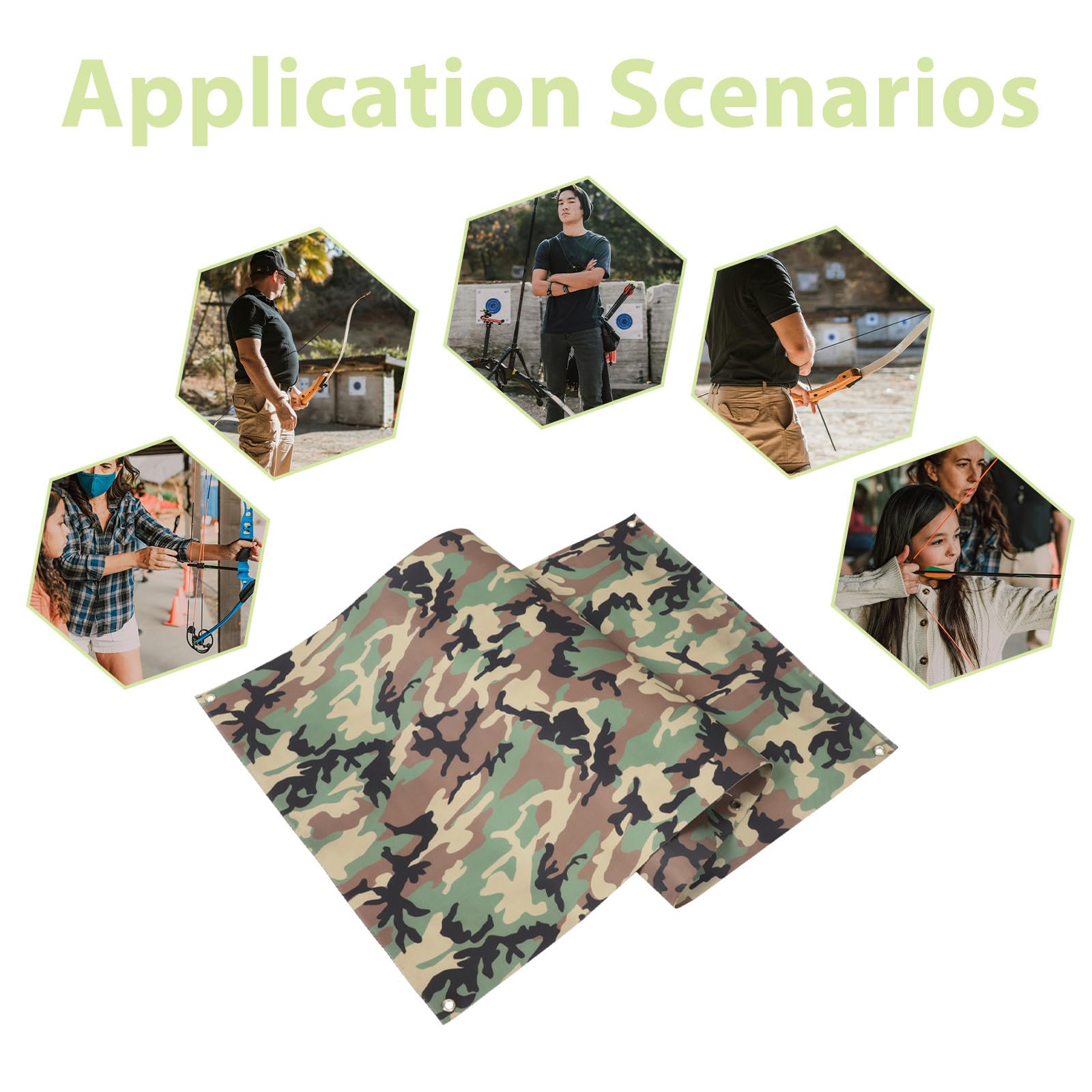 Rete da Tiro Arco Camouflage in Fibra di Aramide Resistente, Design Portatile Protezione UV per Ambienti Indoor e Addestramento Tiro Arco Sicuro