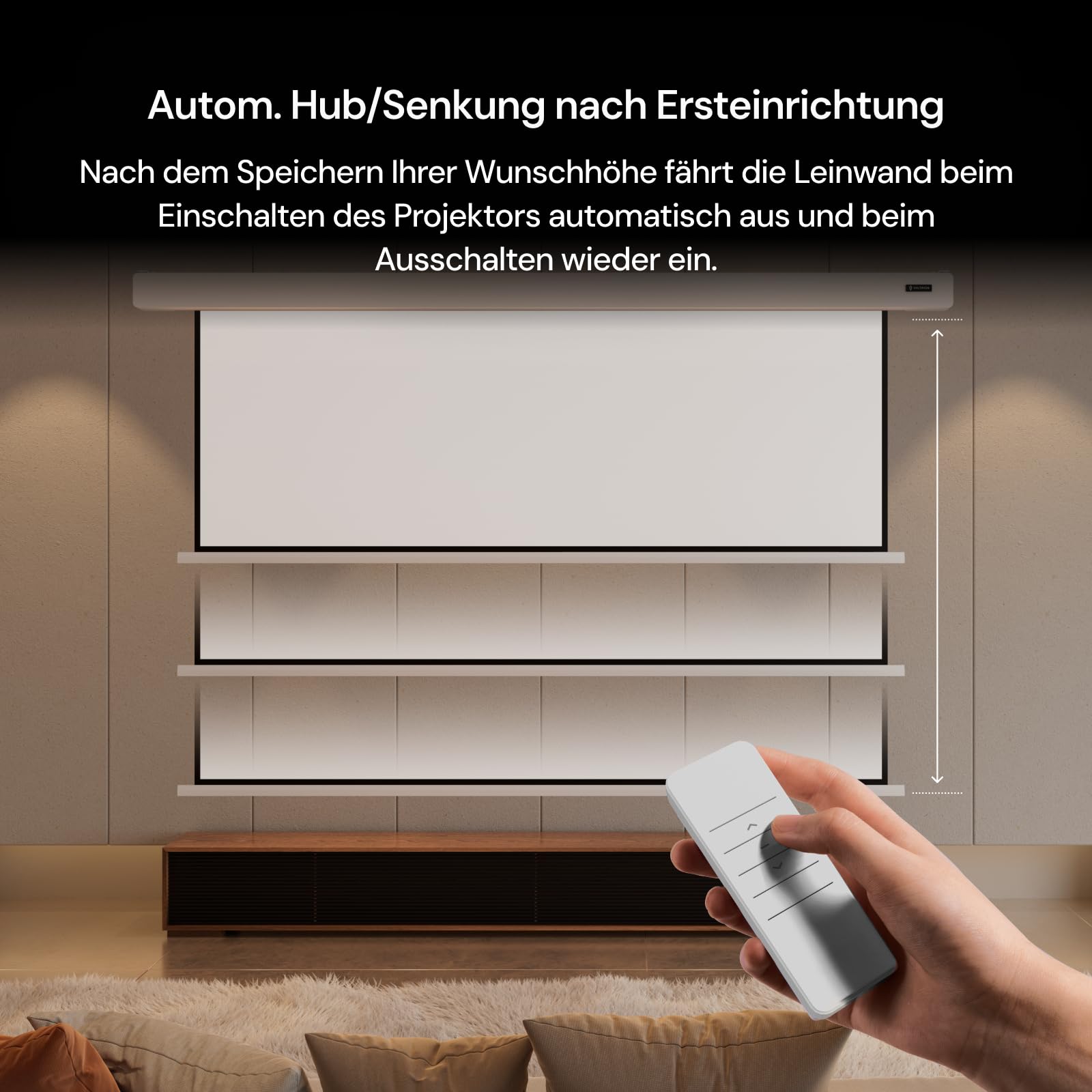 AWOL Valerion 100" Motorisierte Projektorleinwand – Mattweiß, Zero-Speckle, leise & glatt abrollbar für Heimkino