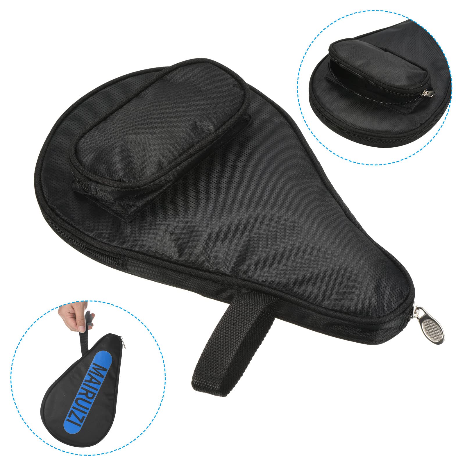 PATIKIL Ping Pong Racchetta Custodia, 2pz Ping Pong Racchetta Custodia Morbido Copertura Contenitore Borsa Zucca Forma per Sport Accessori, Nero