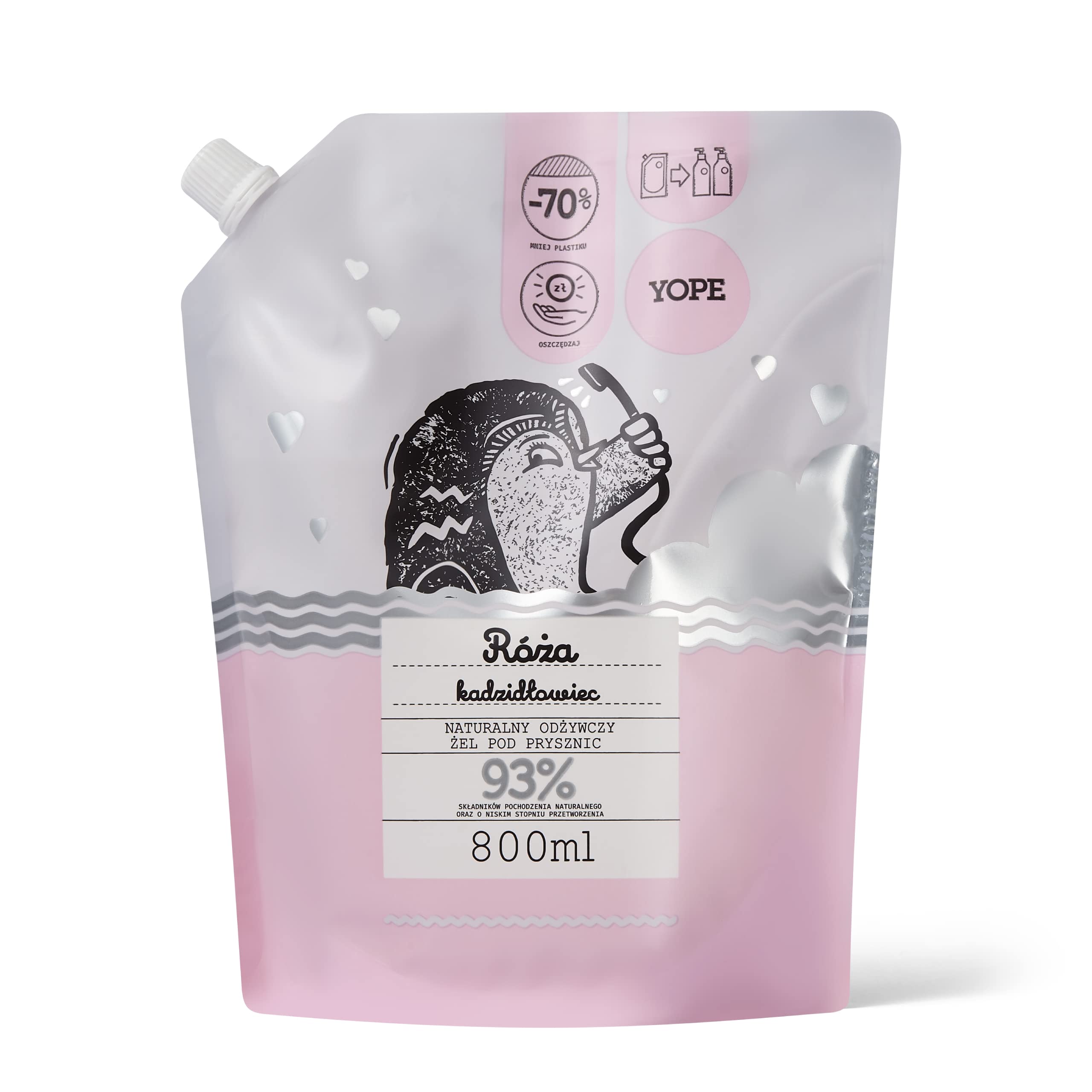 Yope Refill Shower Gel Wash, Gentle, Neutral pH Normal And Sensitive Skin, Scent Rose Boswellia 800 ml
