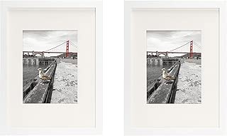 Frametory, Set of 2, 12x16 White Picture Frame - Made to Display Pictures 8.5x11 Photo with Ivory Color Mat - Wide Molding - Preinstalled Wall Mounting Hardware (12x16, White) - coolthings.us