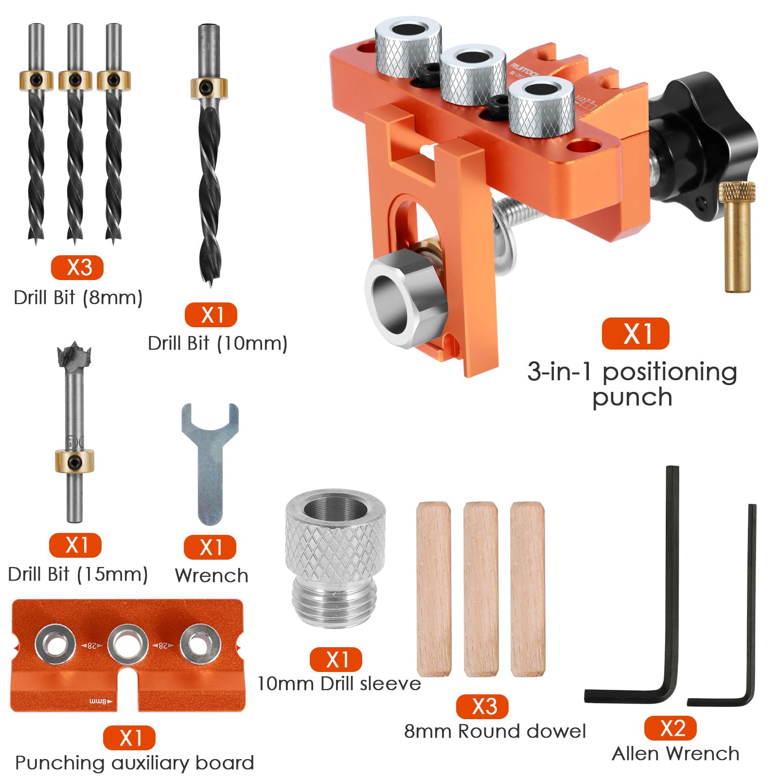 Aluminium Verticale Boor Gids Doweling Jig Kit 310mm Gat Puncher met