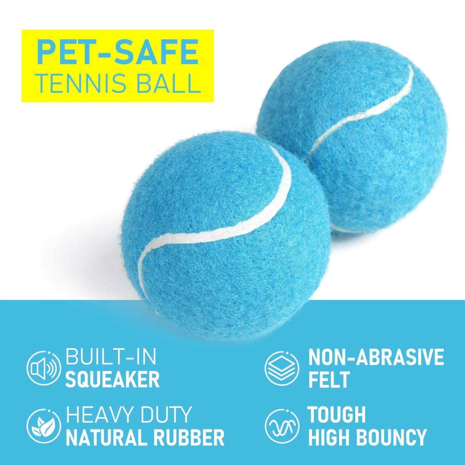 PrimePets Quietschbälle für Hunde, 6,3 cm Hundespielzeug, interaktives Hundespielzeug, Tennisbälle für drinnen und draußen, Quietschspielzeug für mittelgroße und große Hunde