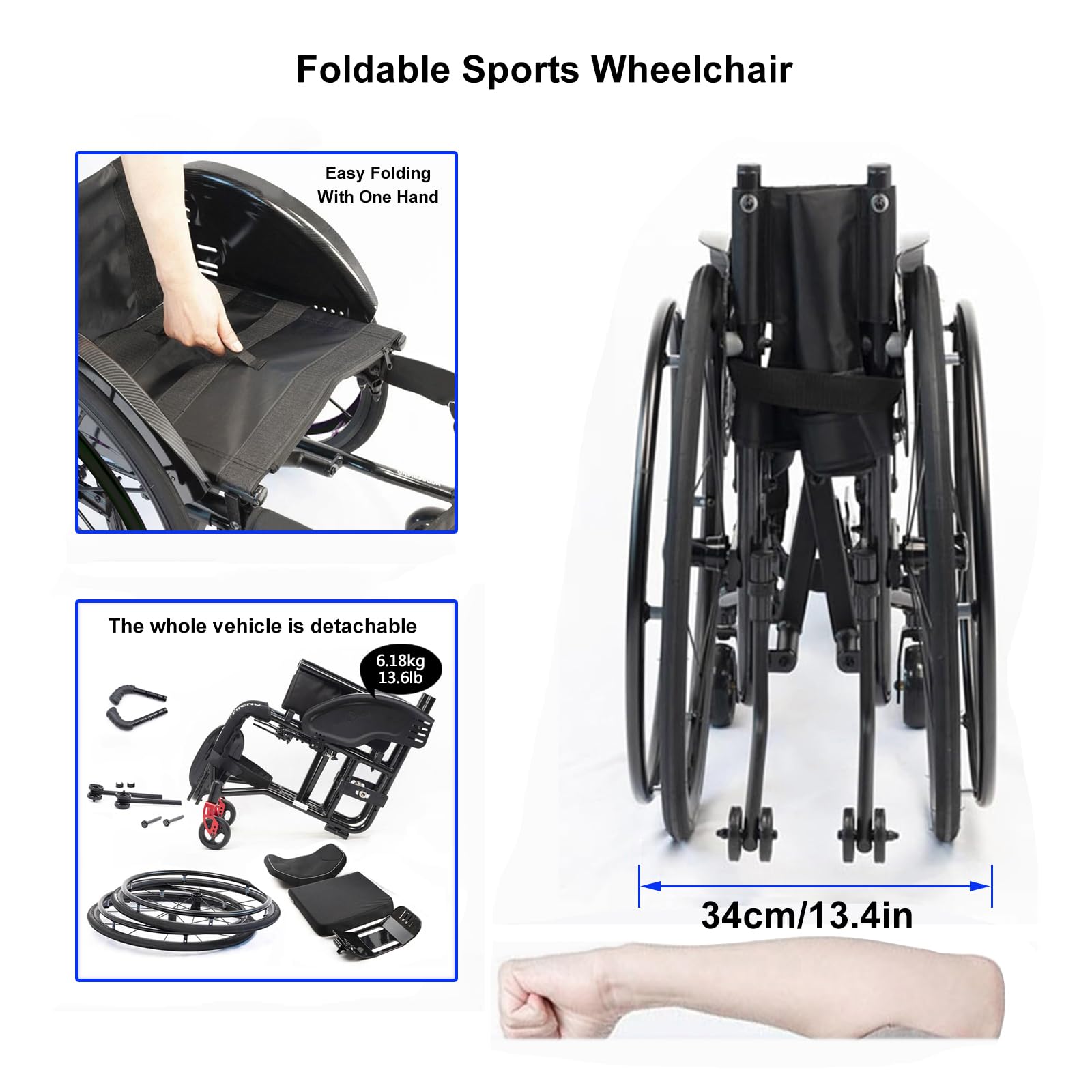 Silla De Ruedas De Transporte Portátil,silla De Ruedas Deportiva Ultraligera Plegable Todo Terreno,sillas De Ruedas Deportivas Y De Ocio,silla De Ruedas Manual De Aleación De Aluminio Autopropulsada(S