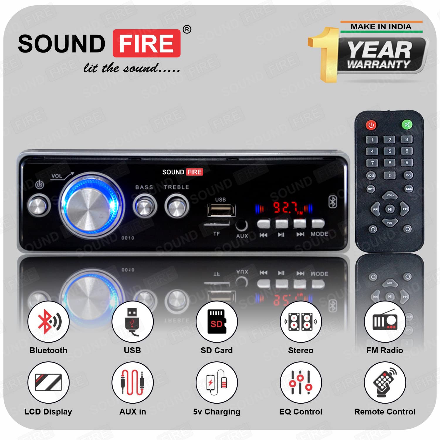 SOUND FIRE SF-0010 (Silver) Bluetooth/USB/SD/AUX/FM/MP3 Car Stereo