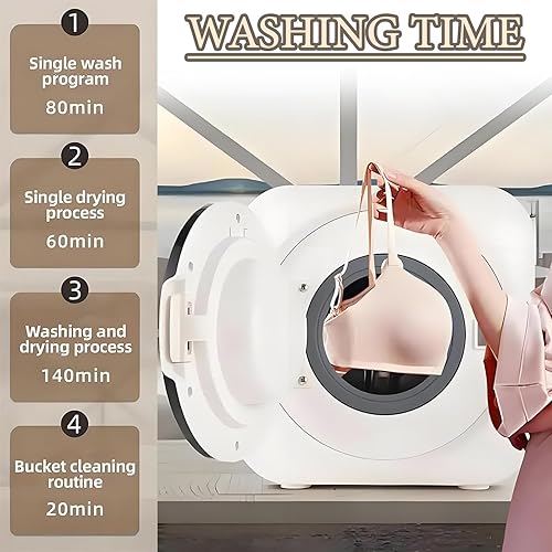 Miniatura 5 de Underwear Washing Machine, 3.5L Fully Automatic Mini Washing Sock, Portable Washing Machine and Touch Dryer, Compact Electric Wall Washer with Spin
