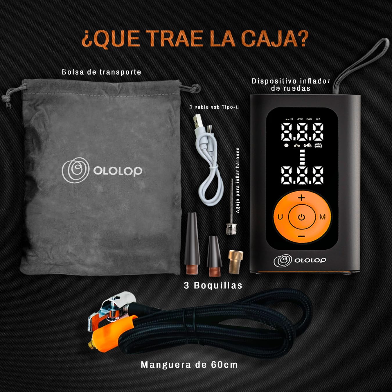 Super compressore d'aria portatile Premium con torcia | Gonfiatore ruote auto + guida per portare la tua famiglia in sicurezza | Gonfiatore elettrico | Gonfiatore elettrico | Batteria di