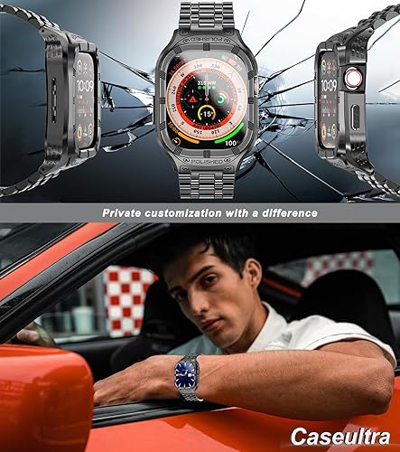Miniatura 2 de Stainless Steel CaseBand Compatiable for Apple Watch Band 49mm 45mm 44mm 42mm-Rugged Metal iWatch Case and Strap for Men iWatch Band Series