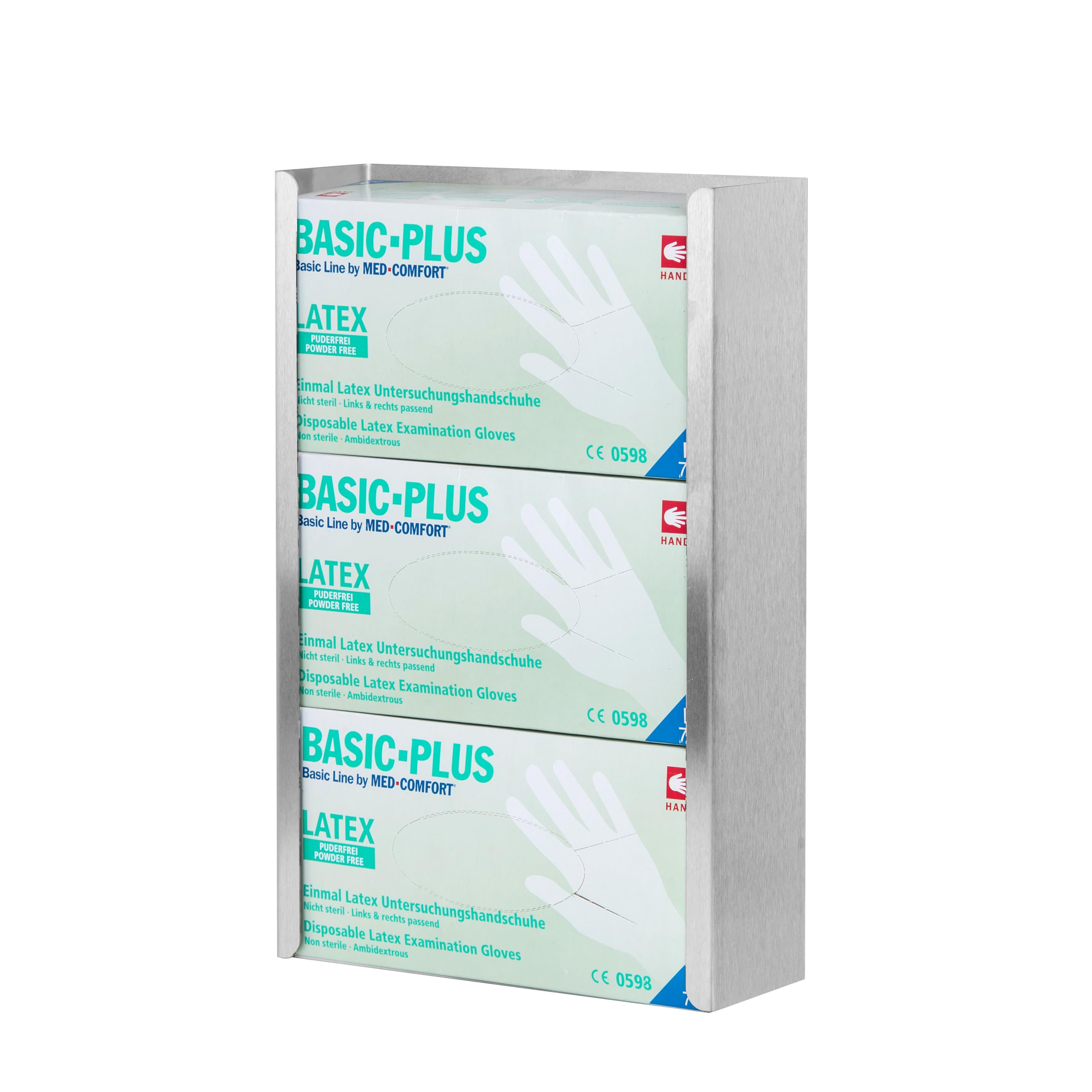 gardivo Soporte para guantes de acero inoxidable (3 cajas), soporte de pared para guantes, dispensador de guantes desechables, soporte para guantes desechables,
