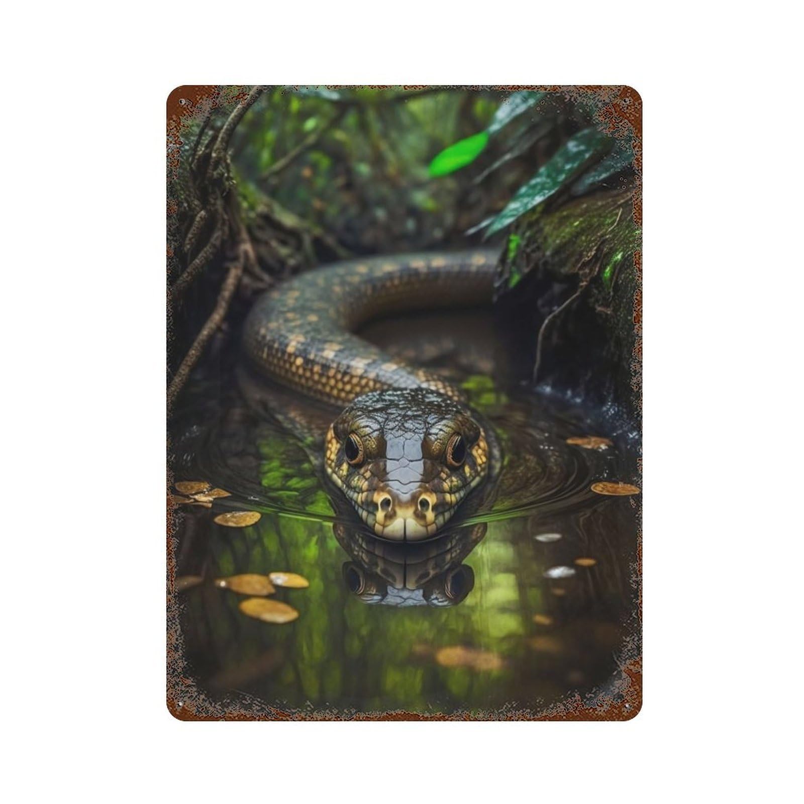 Snake 2 15.7"x11.8" Decorative Tin Sign, Classic Wall Plaque for Cafe, Home Bar And Lounge Decor