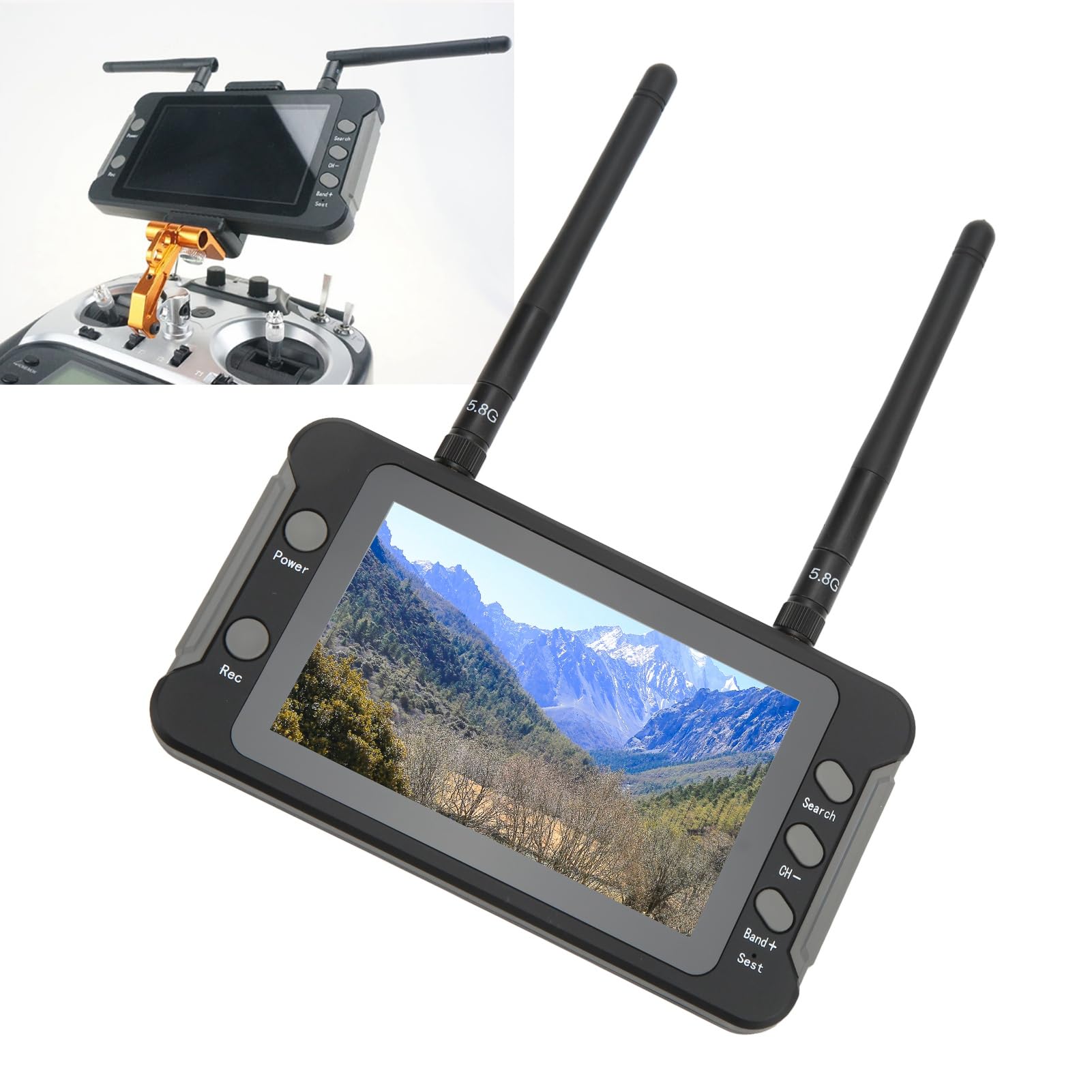 Monitor odbiornika FPV, energooszczędny ekran wyświetlacza drona Stabilny sygnał Funkcja DVR Automatyczne wyszukiwanie quadkoptera