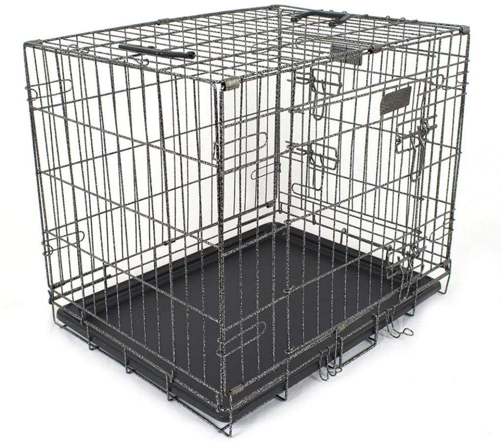Pet's Solution - Kennel Trasportino Cani, Gatti o Pappagalli, in Metallo, Pieghevole, con Vassoio alla Base, Apertura Frontale - 60x42,5x50 cm