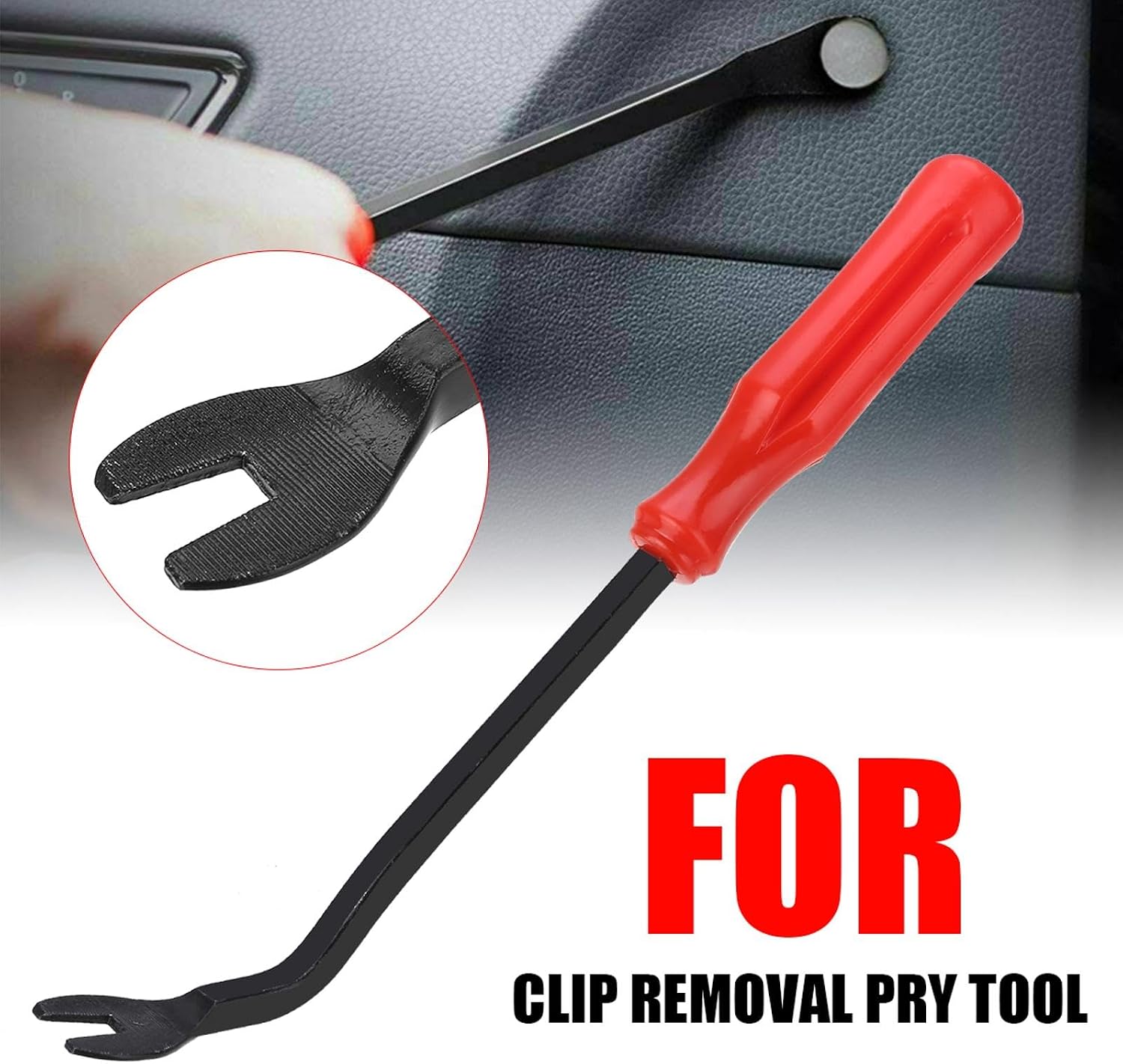 SagaSave Car Door Panel Remover, Clip Remover Tool, Clip Fastener Removal Tool, Auto Trim Removal Tool Kit Pry Tool Set Car Door Panel Dashboard Repair Kit-5" Red & Black