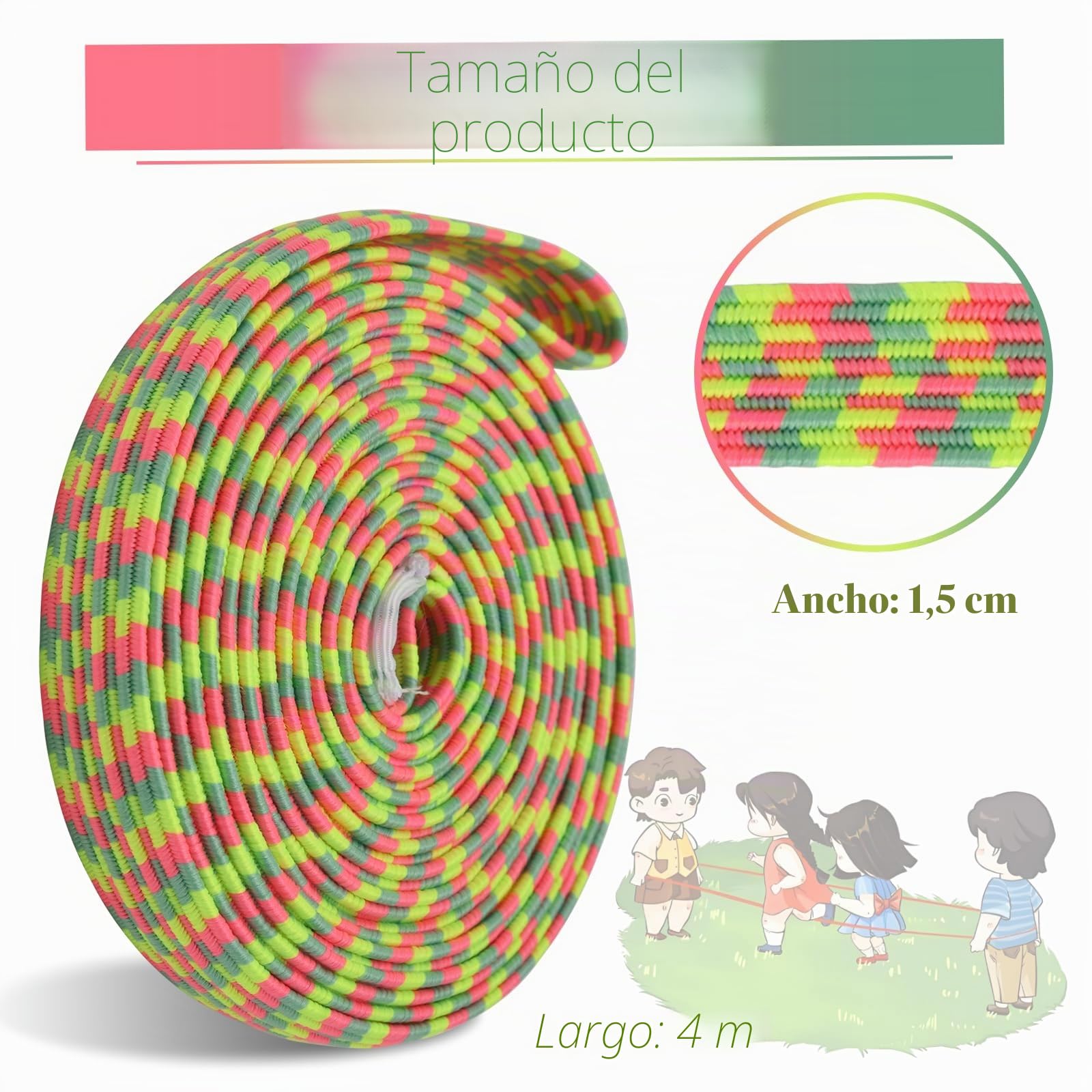 DealKits Gummitwist - Juego de cuerda de saltar para niños, goma de goma, 4 m, con instrucciones, juego de jardín, juego de pausa, regalo de escolarización para niñas y niños